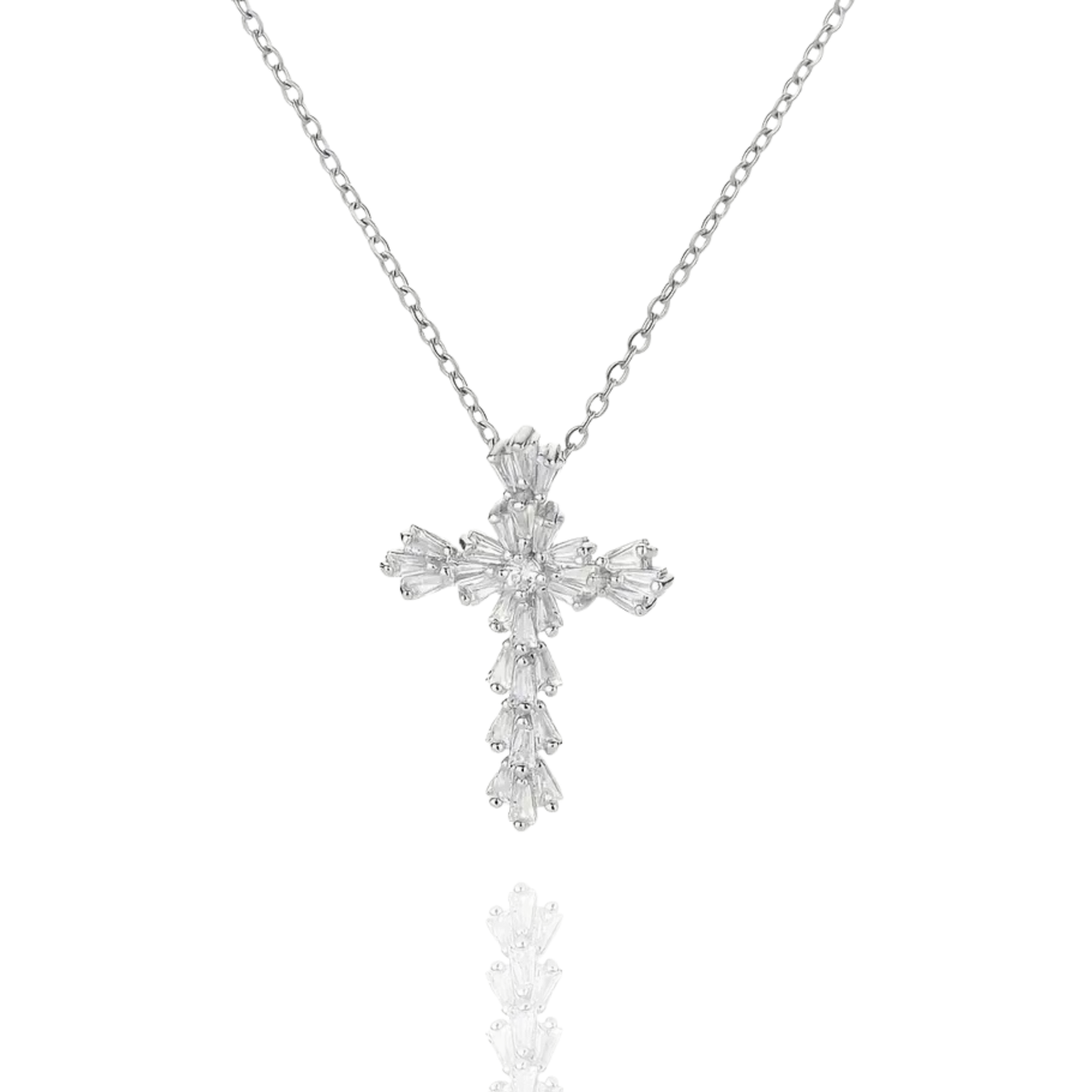 Blooming Cross Pendant Necklace with Floral Details