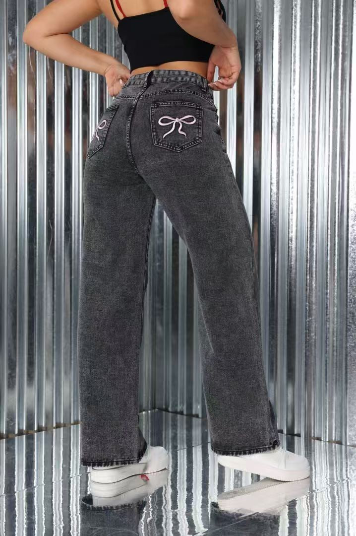 Women's Embroidered Bow Jeans