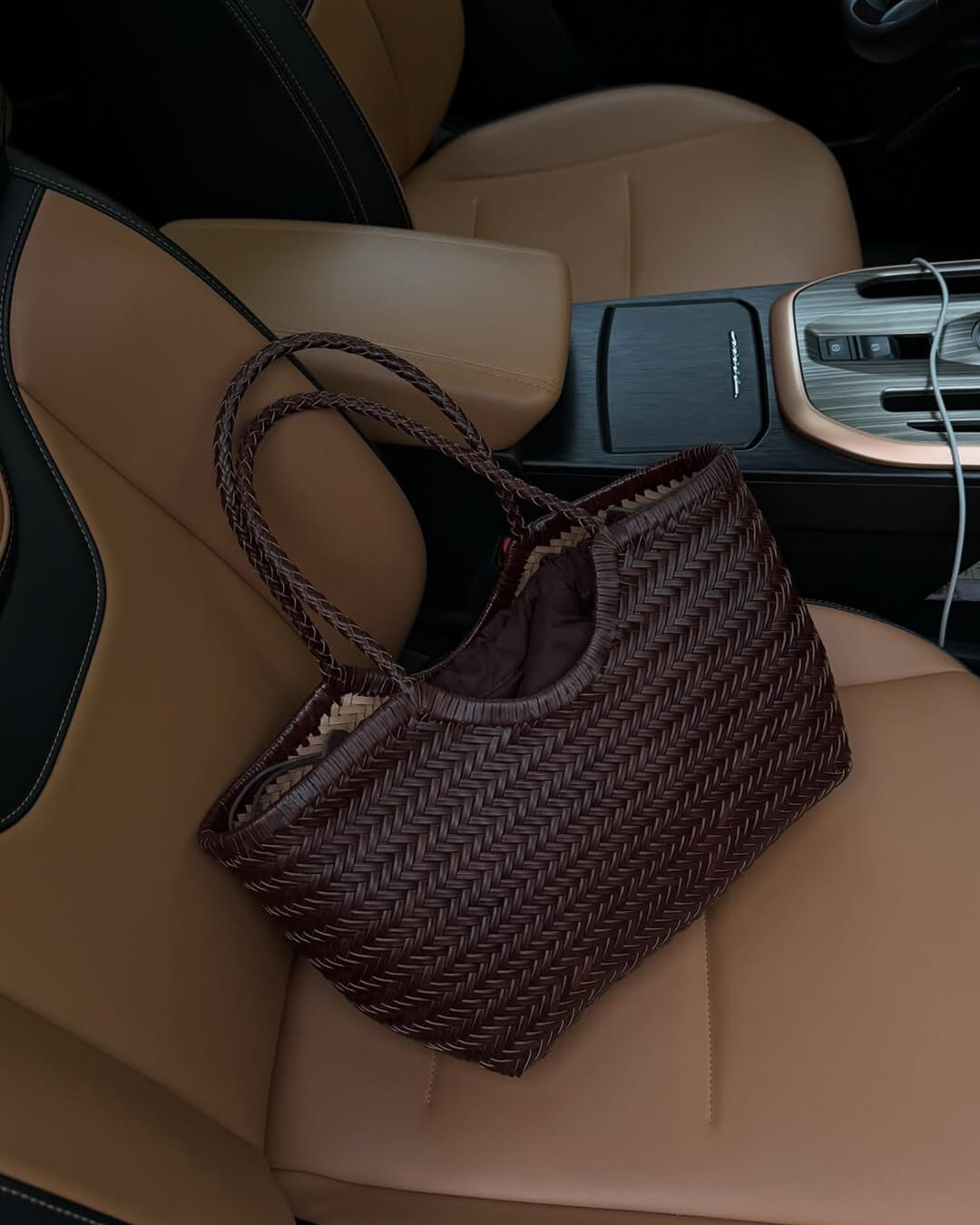 Mariana Faux Leather Woven Handbag