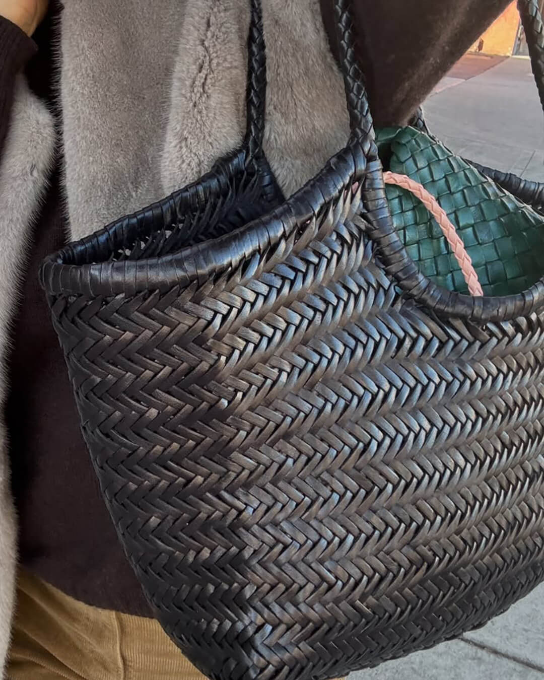 Mariana Faux Leather Woven Handbag