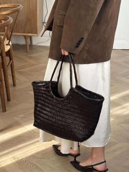 Mariana Faux Leather Woven Handbag