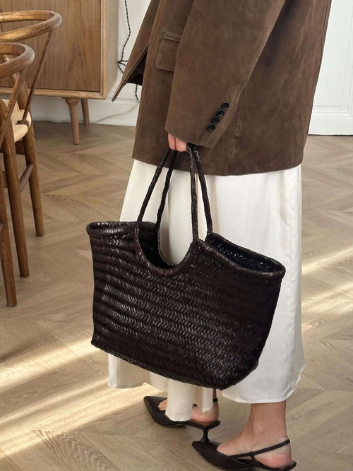 Mariana Faux Leather Woven Handbag