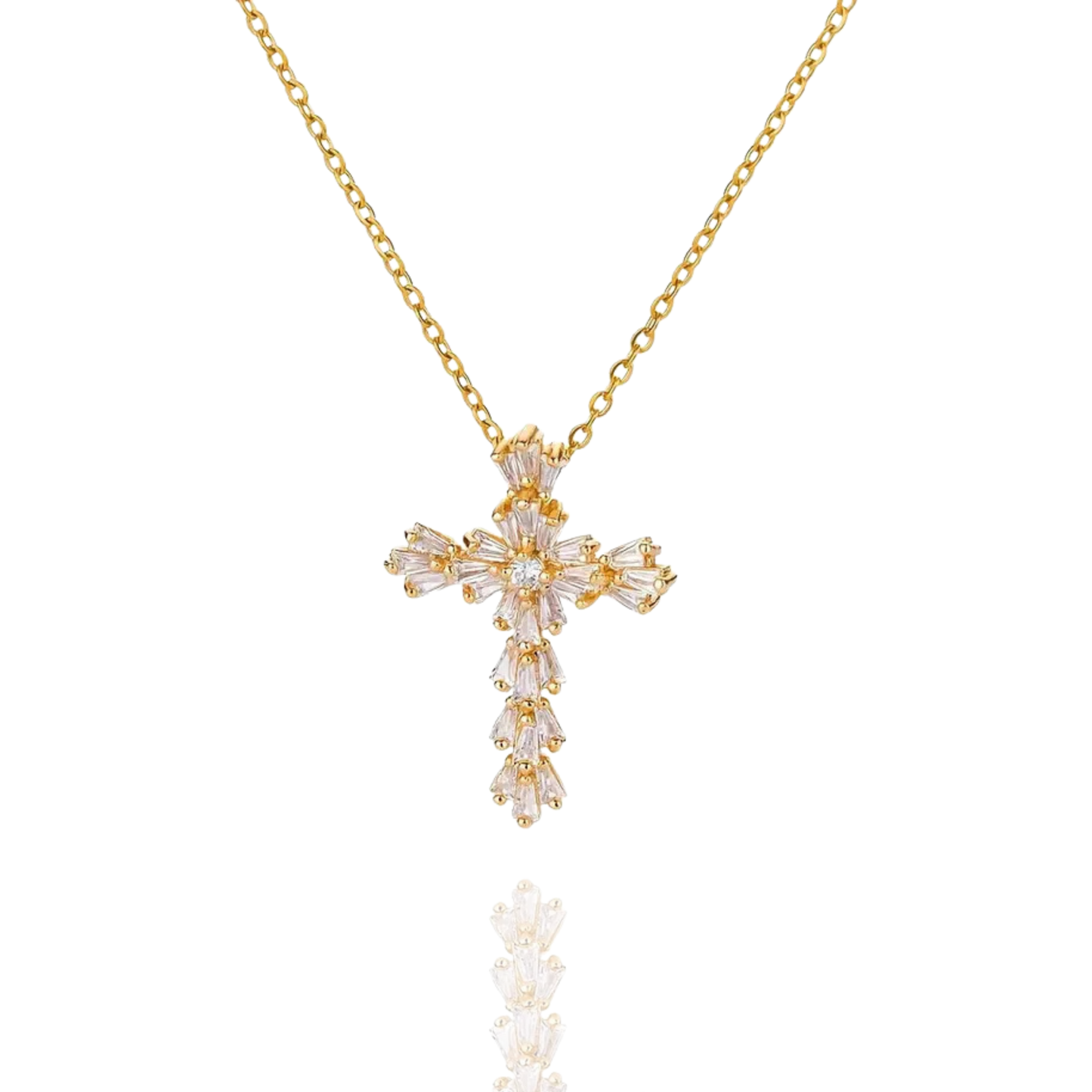 Blooming Cross Pendant Necklace with Floral Details